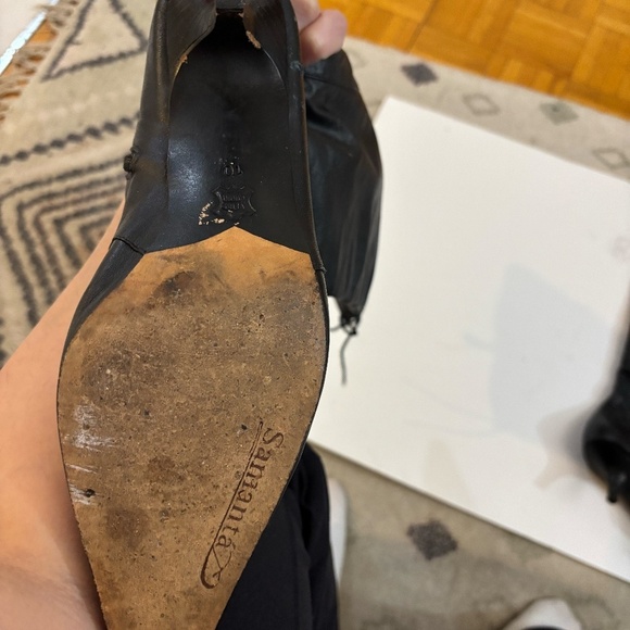 Lace up leather and rhinestone boots - kitten heel - Picture 6 of 6